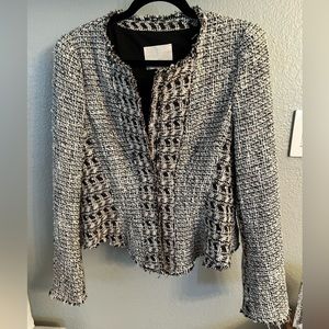 Rebecca Taylor frayed Hem Tweed jacket w/metallic thread. Size 12